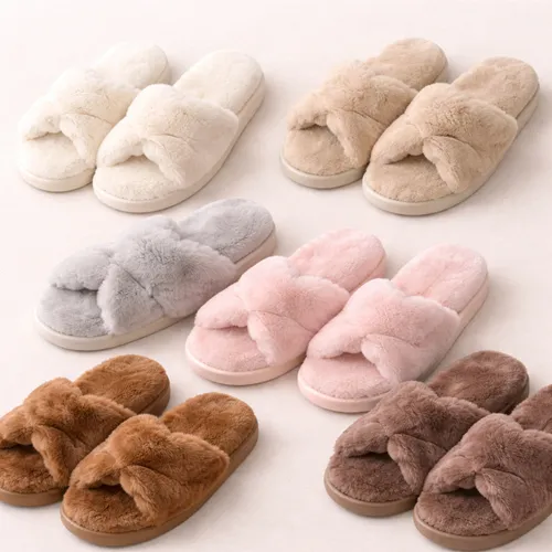 faux fur plush slippers