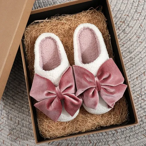 teddy-fleece-slippers-with-velvet-bow