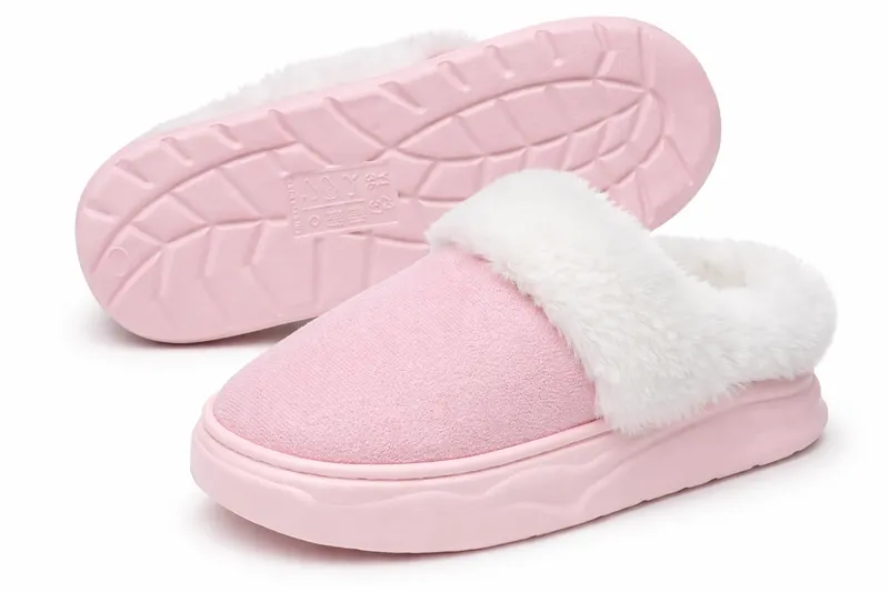 custom EVA sole plush slippers outsole and product view