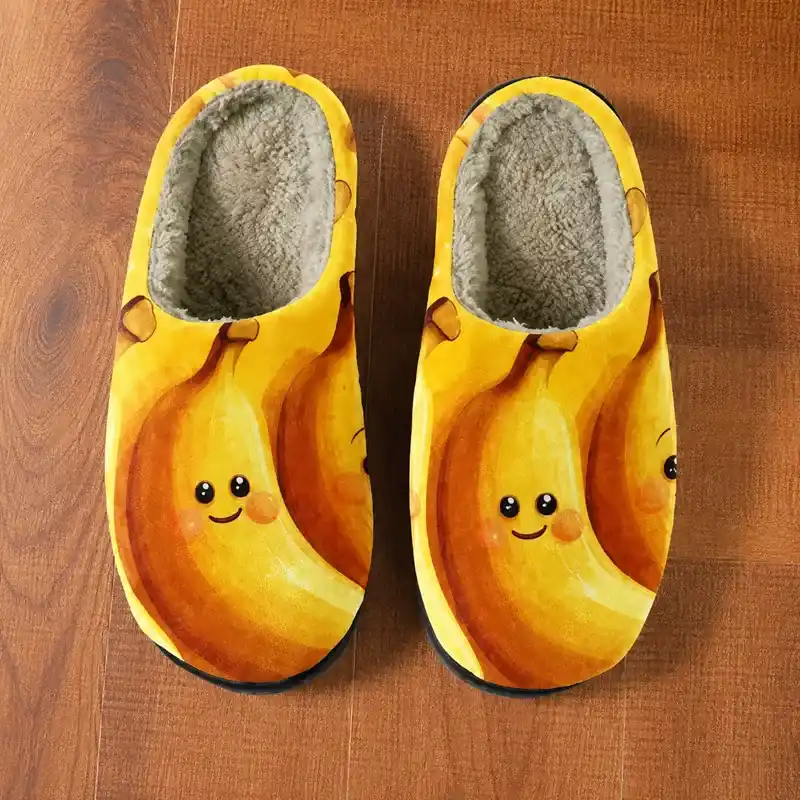 Cartoon Banana Plush Slippers