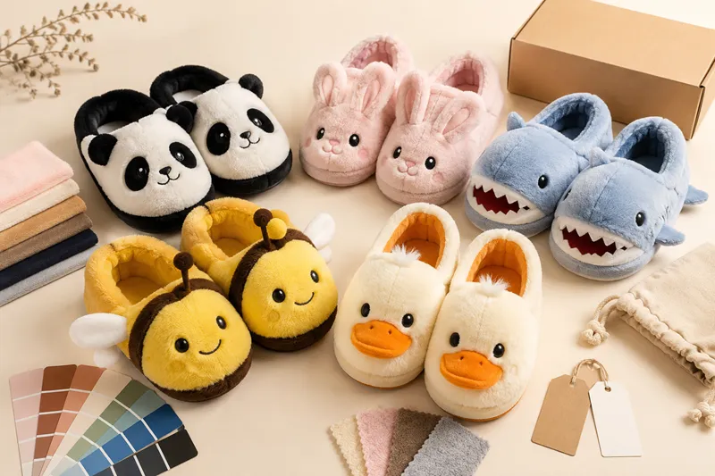 Custom animal plush slippers manufacturer