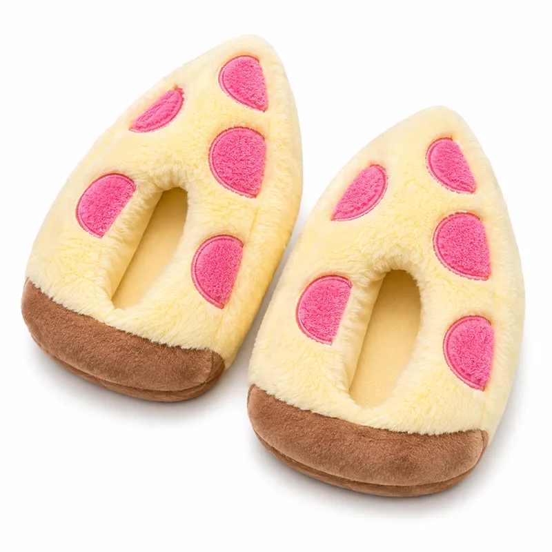 Custom kids pizza plush slippers