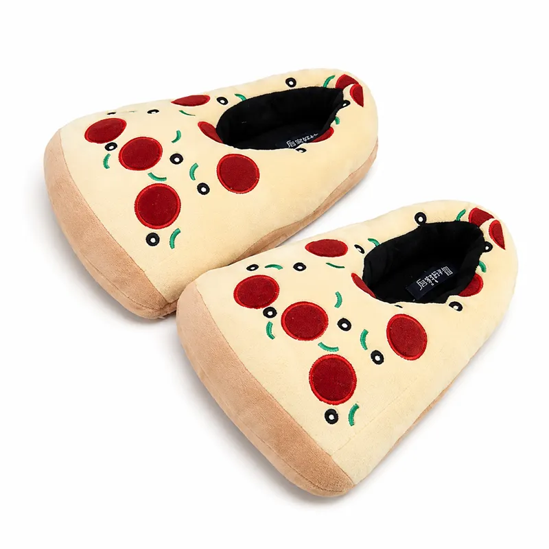 Custom pizza slice plush slippers