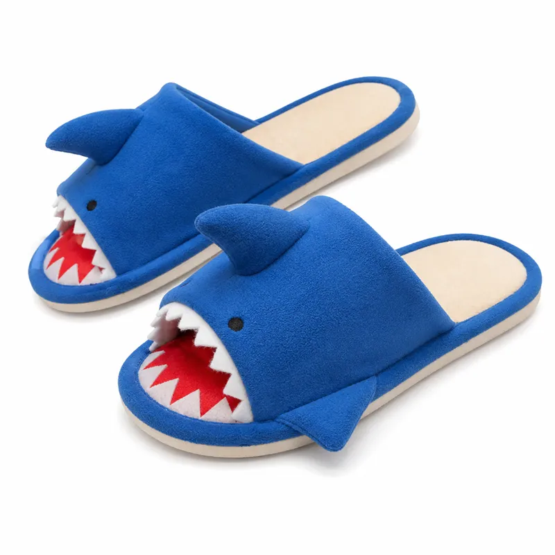 Shark slide plush slippers