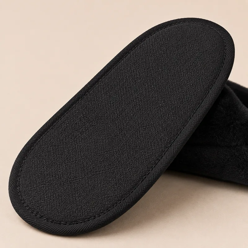 Black fabric sole for custom panda plush slippers