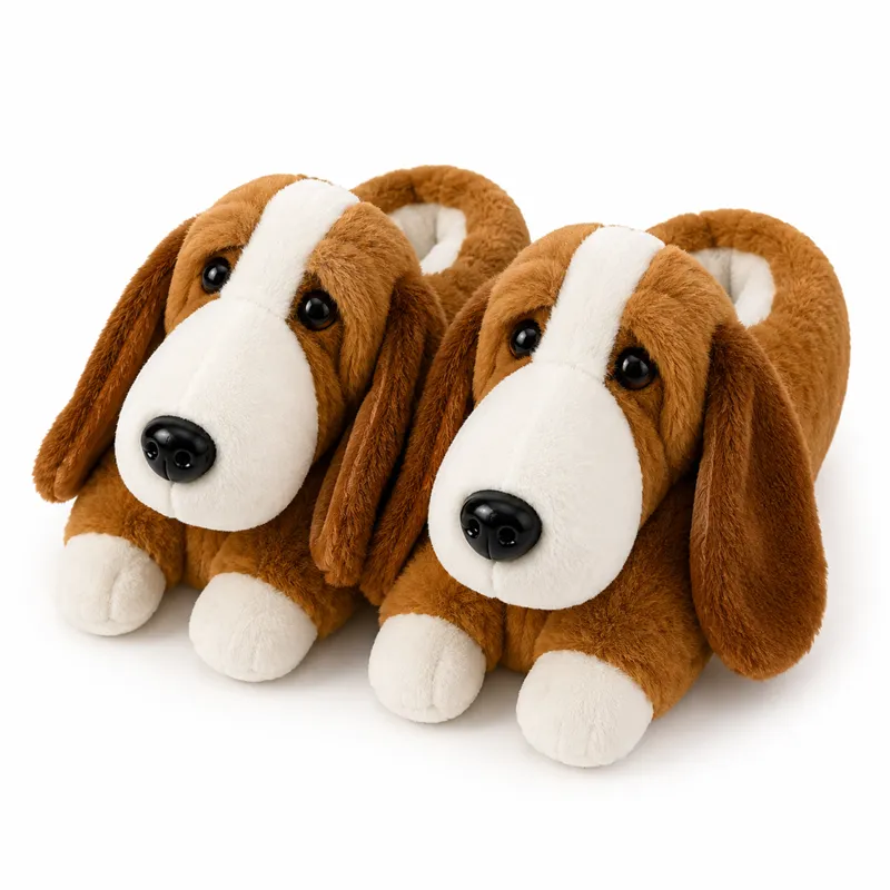 Basset hound plush slippers