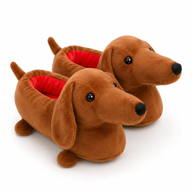 Dachshund plush slippers