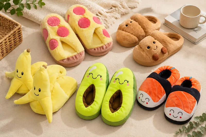 Custom food plush slippers manufacturer for OEM and private label projects