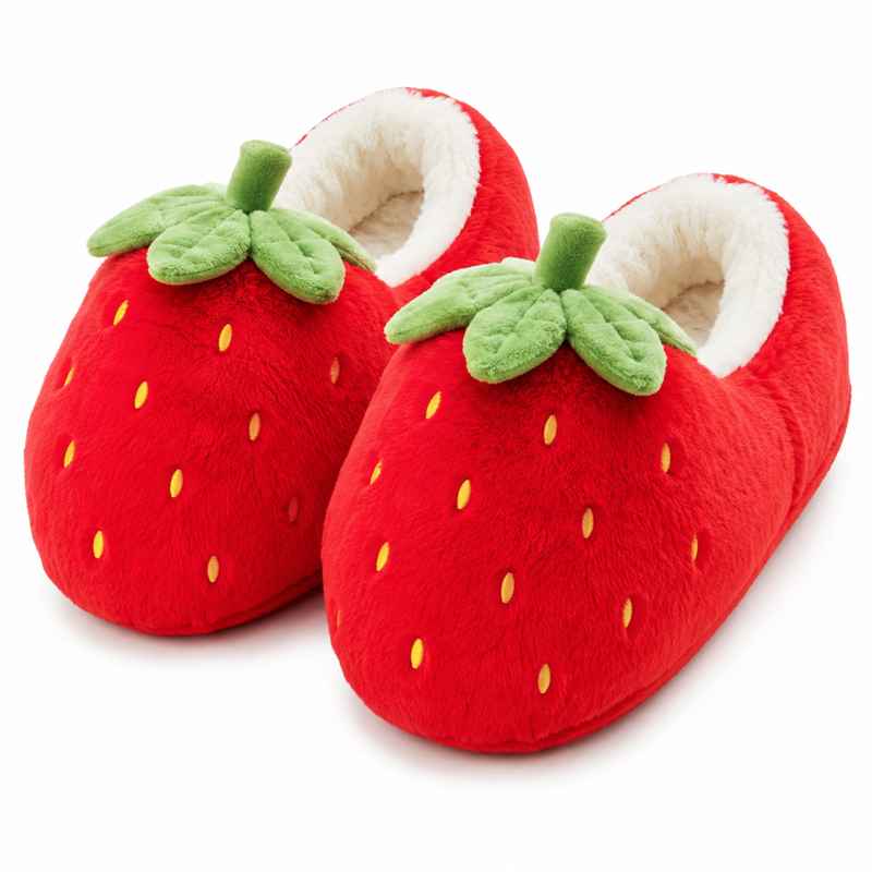 Giant Strawberry Plush Slippers