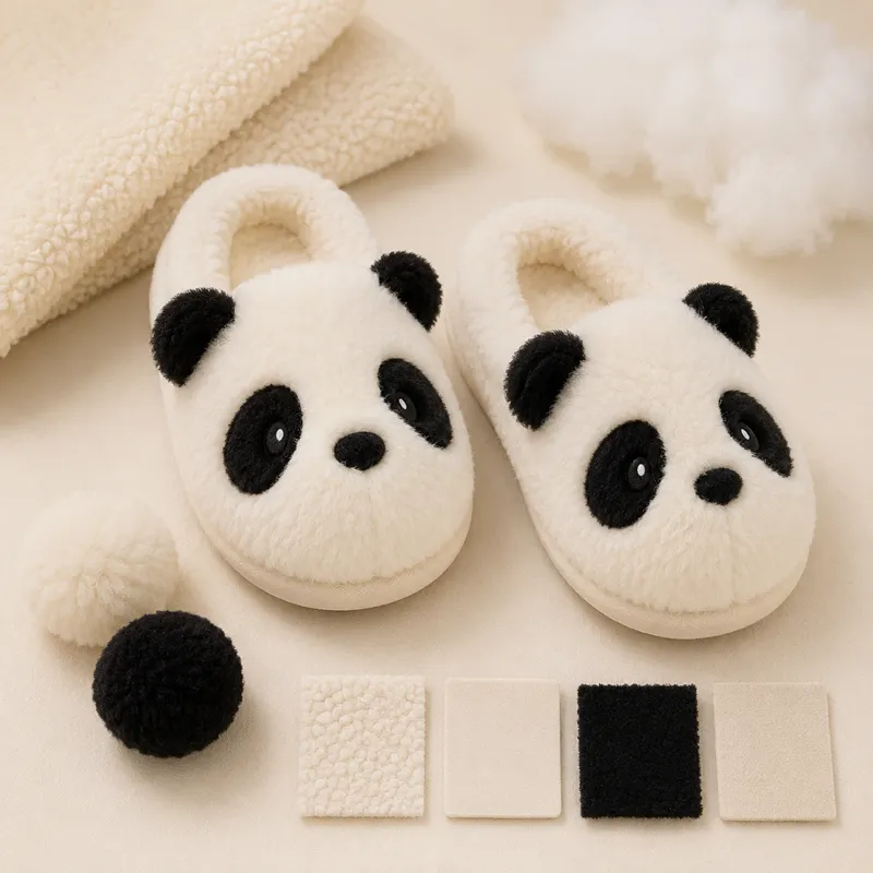 Soft cream white custom plush slipper color
