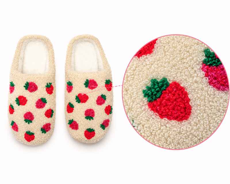 Plush material options for custom strawberry plush slippers