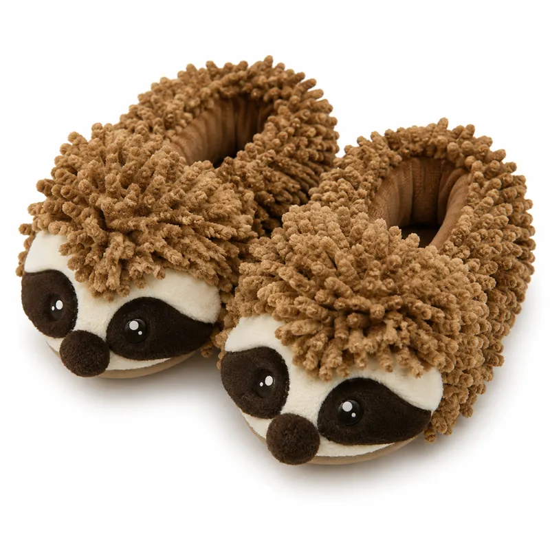 Shaggy Sloth Plush Slippers