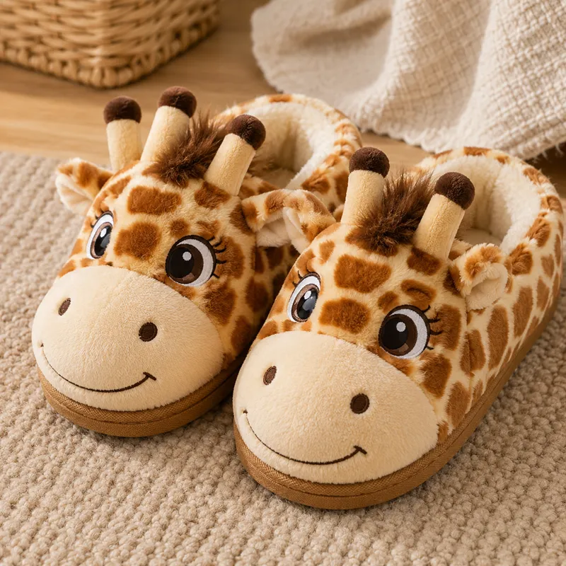 Big Eye Giraffe Face Slippers