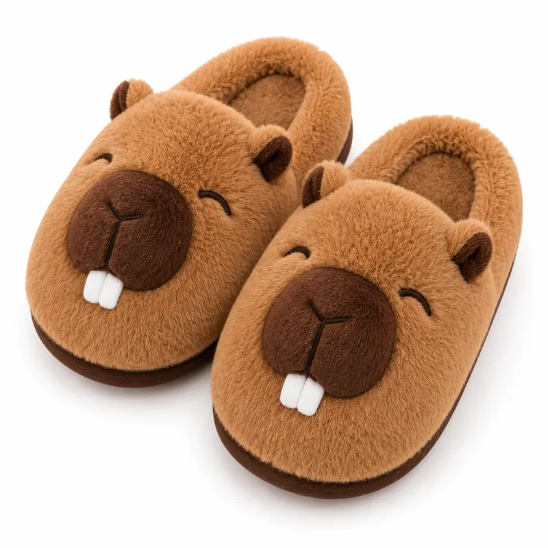 Cartoon Capybara Plush Slippers