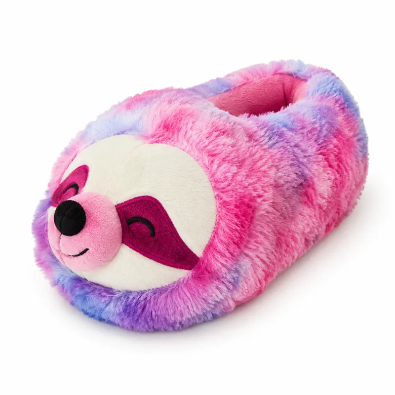 Colorful Sloth Plush Slippers