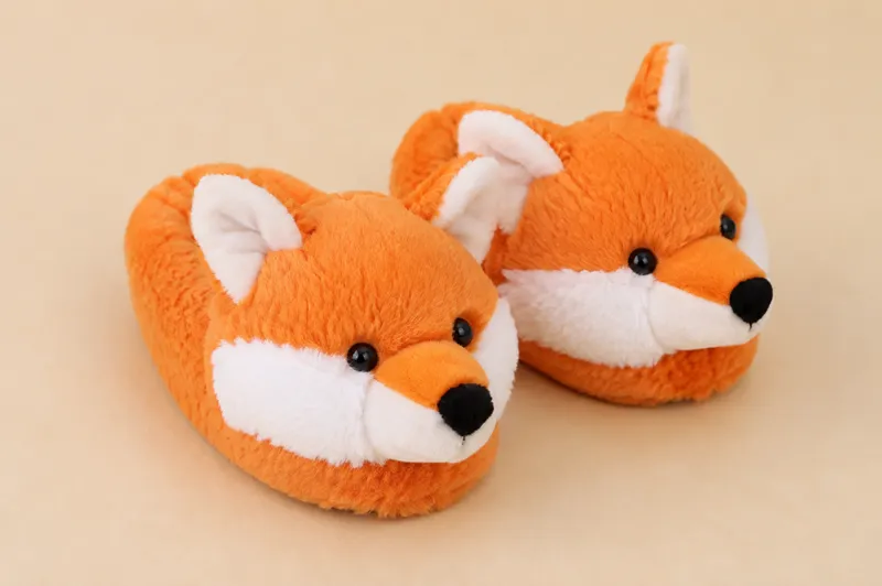 Custom fox plush slippers