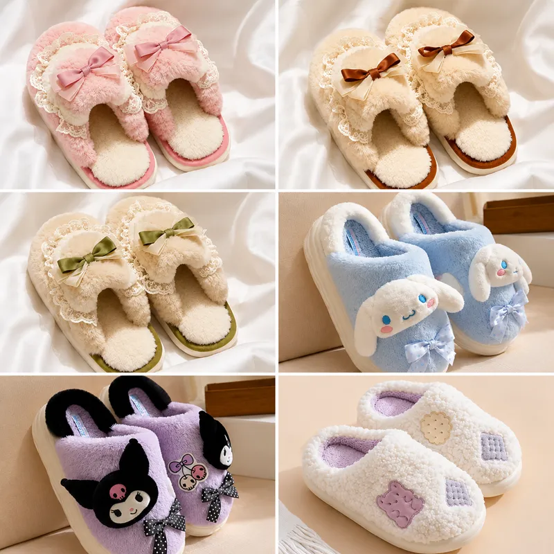 Different custom plush slipper designs used for pricing comparison