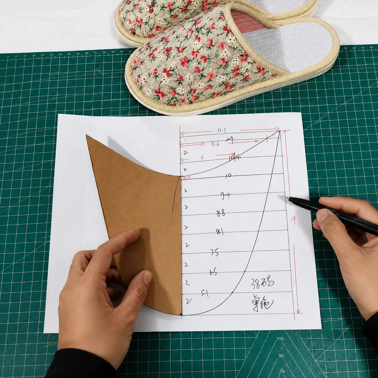 Pattern development for custom plush slippers