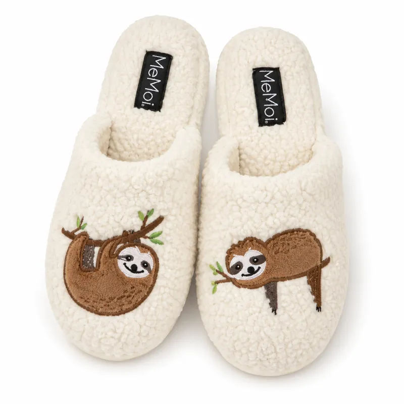Embroidered Sloth House Slippers