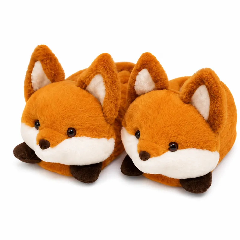 Cartoon Fox Plush Slippers