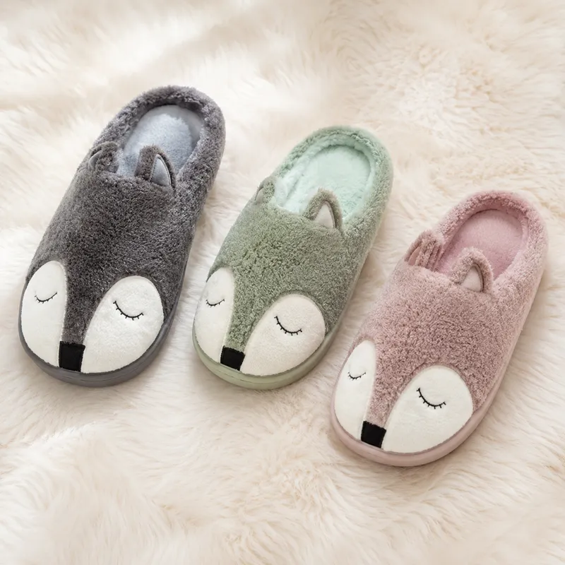 Colorful Fox Plush Slippers