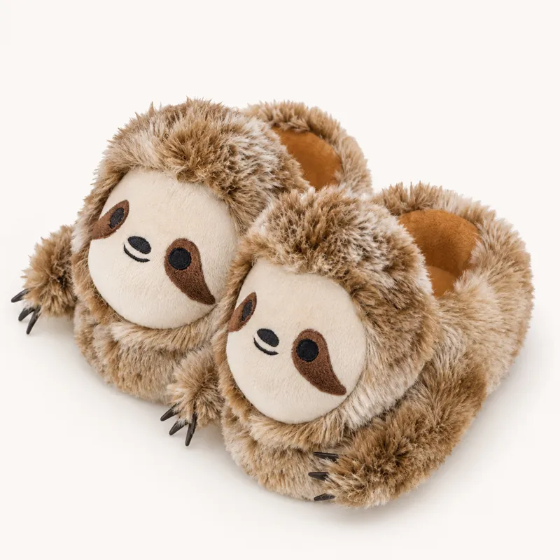 Hooded Sloth Plush Slippers