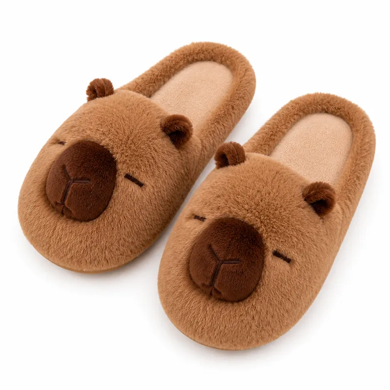 Open-Face Capybara Plush Slippers