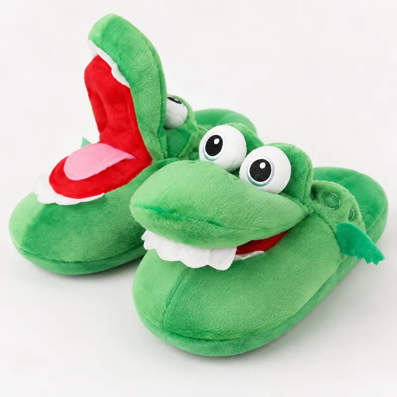 Open Mouth Crocodile Plush Slippers