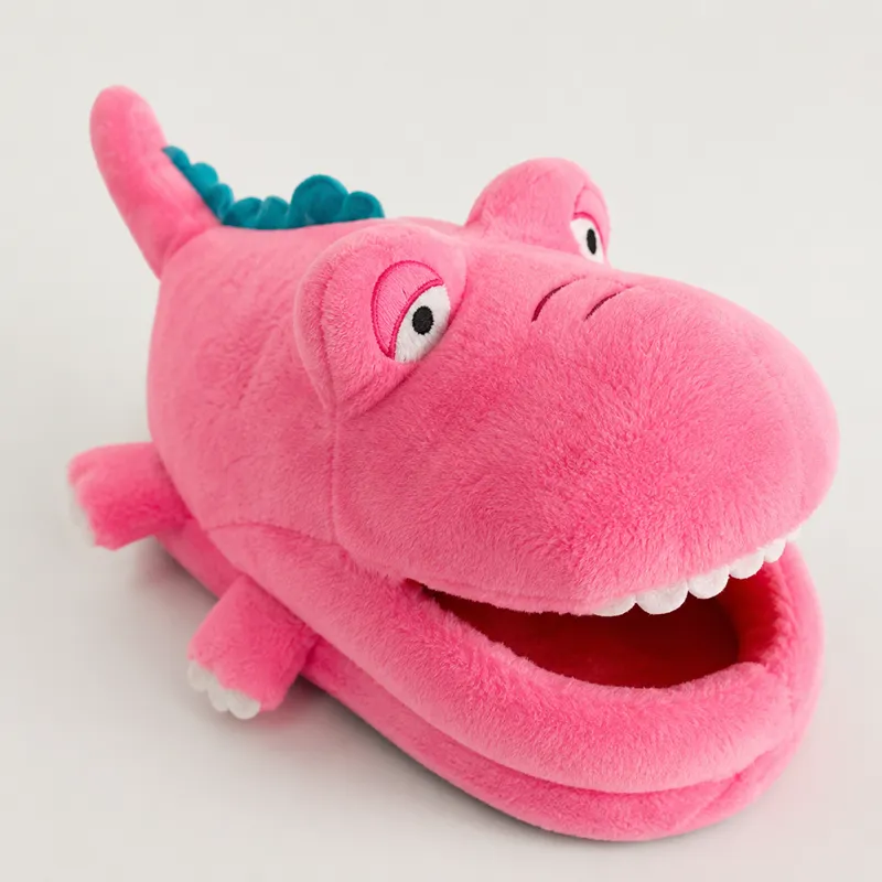 Pink Crocodile Plush Slippers