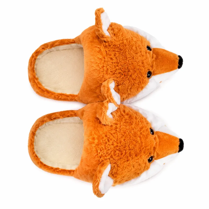 Realistic Fox Head Plush Slippers