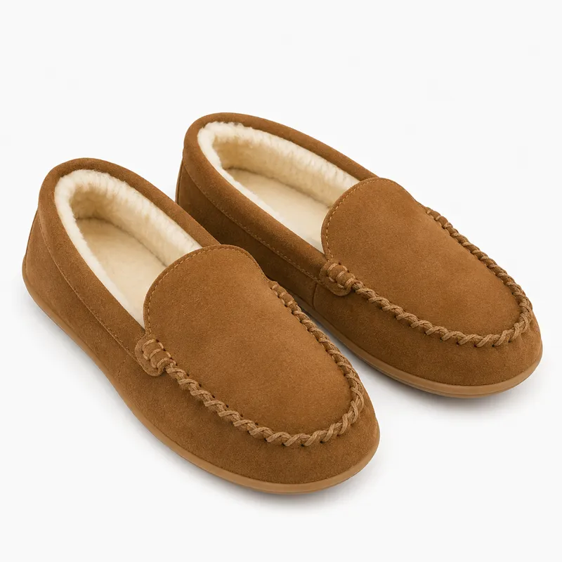 Faux Suede Loafer Slippers