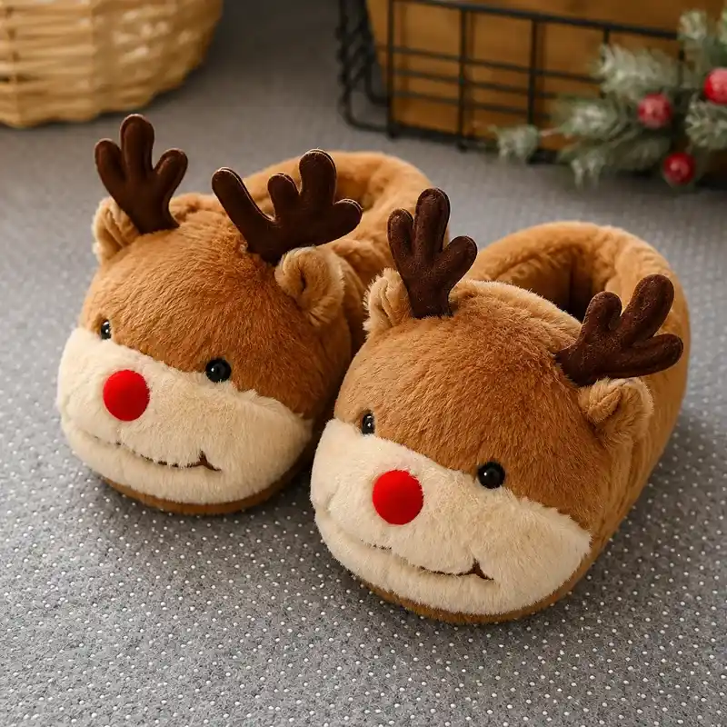 Custom Christmas reindeer plush slipper boots