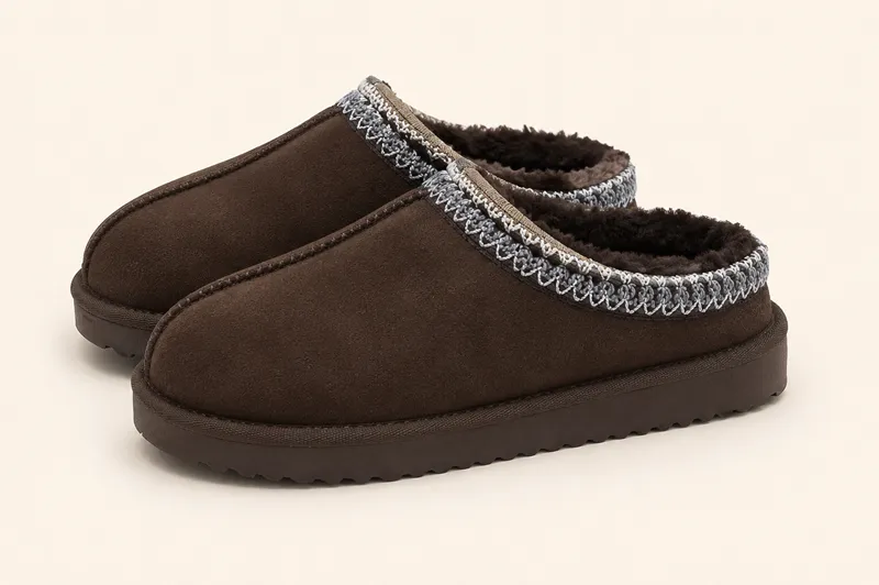 Custom faux suede slipper manufacturer