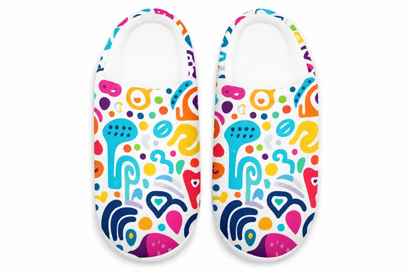 Full-color printed artwork on custom plush slippers