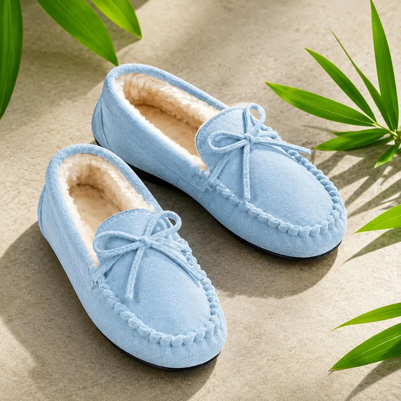 Faux Suede Moccasin Slippers