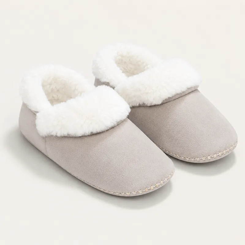 Faux Suede Fur Collar Slippers