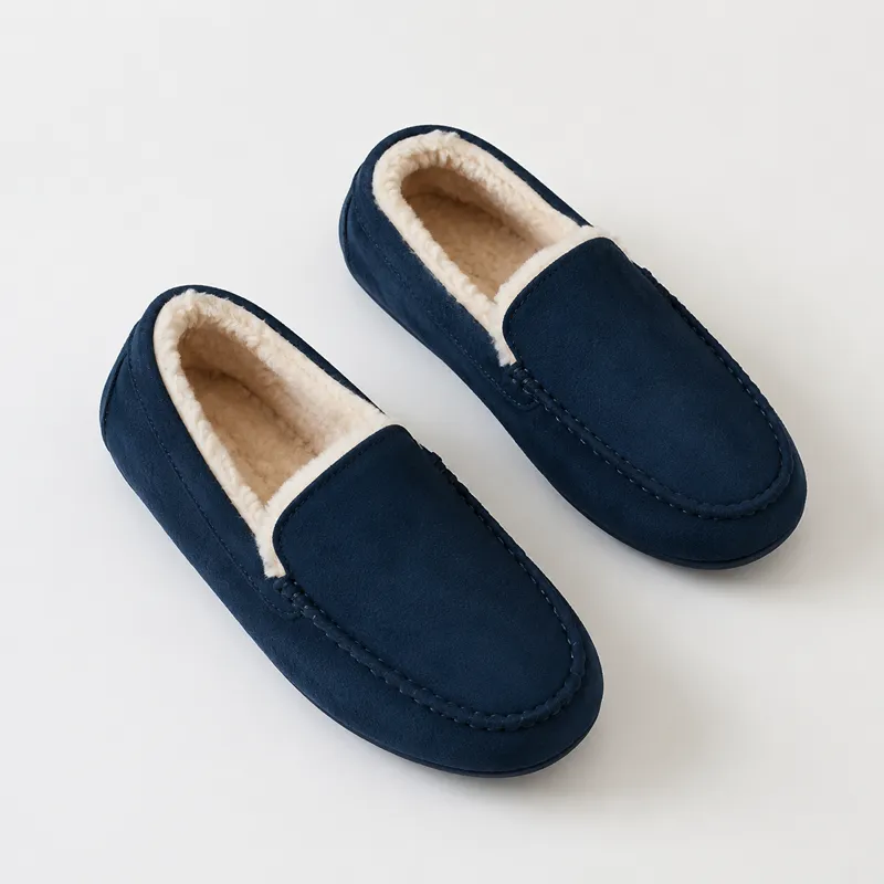 Faux Suede Slip-On Slippers
