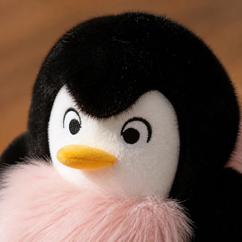 Close-up of facial expression and embroidery details on character plush slippers