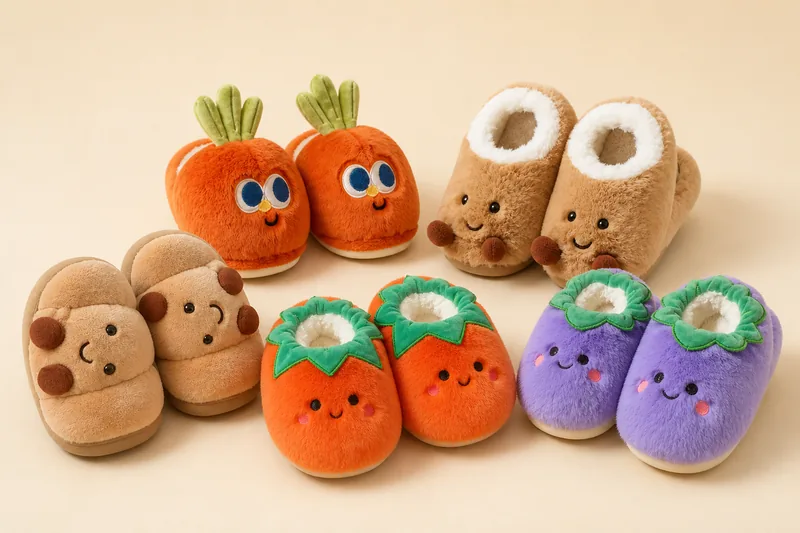 Food-inspired plush slippers for wholesale orders